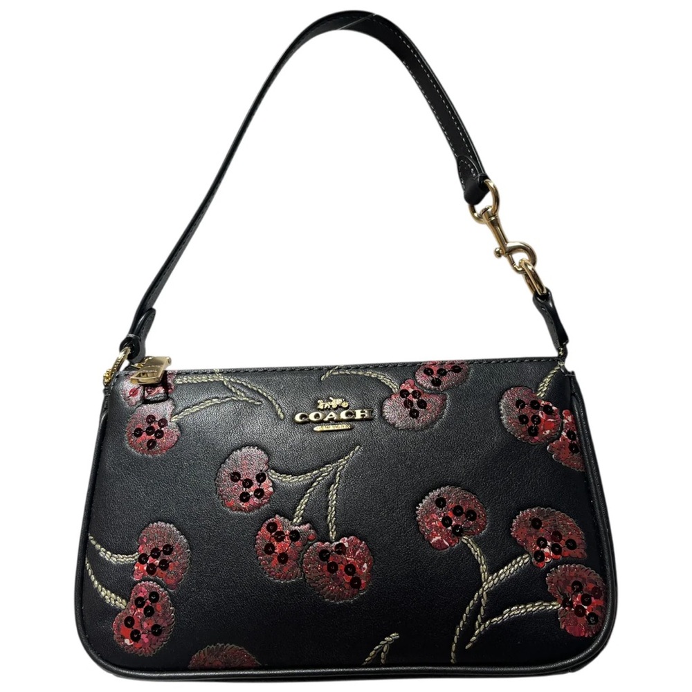 Coach Black and Red Embroidered Shoulder Bag